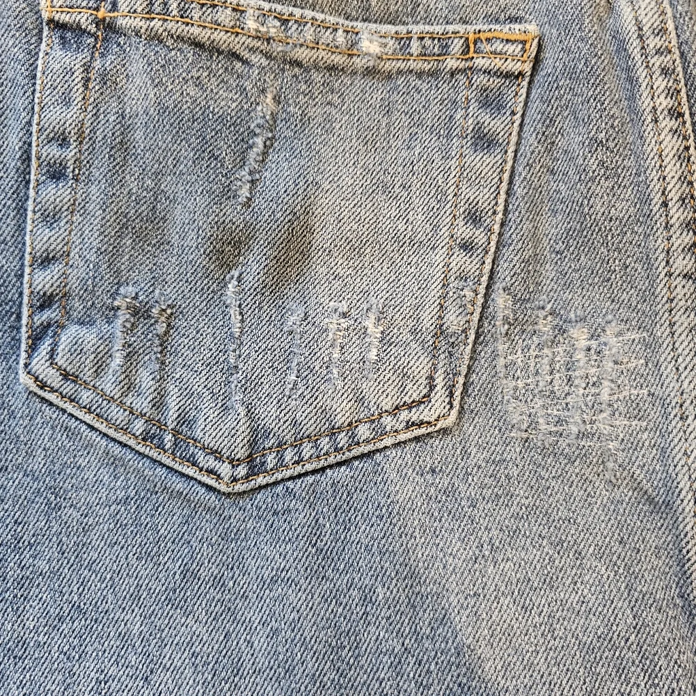 We the Free Denim Mini Skirt Distressed Button Fly - Picture 12 of 15